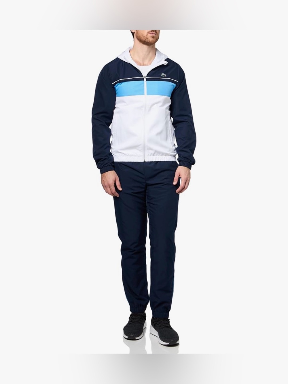 Lacoste Men's Navy, White &Light Blue Colorblock Windbreaker/Tracksuit Small NWT - Picture 3 of 14